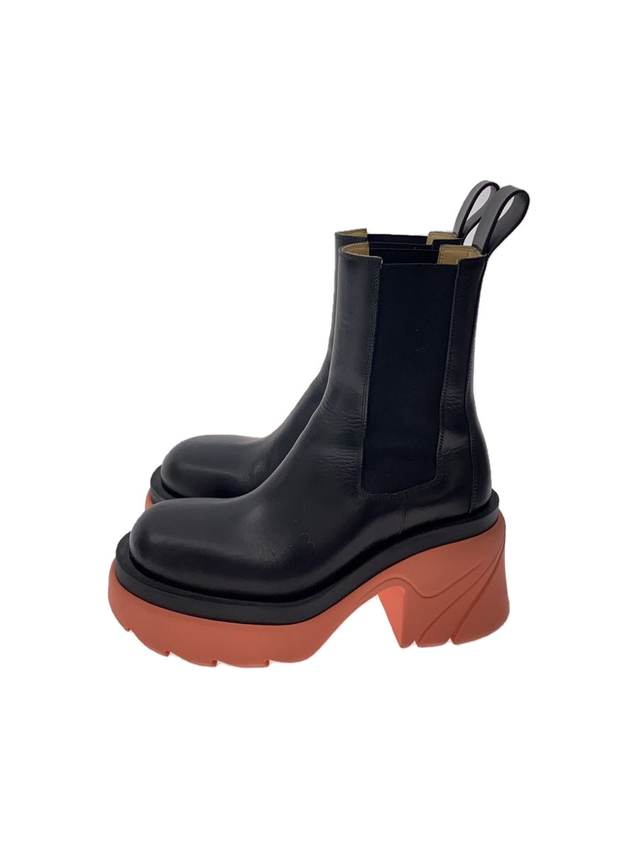 【中古】BOTTEGA VENETA◆チェルシーブーツ/37/BLK/なめし革/flash/さくら色//【シューズ】