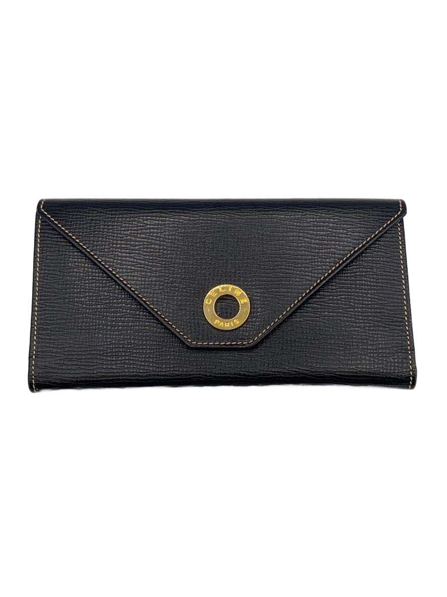 【中古】CELINE◆長紙入れ/なめし革/BLK/無地/レディース【服飾雑貨他】