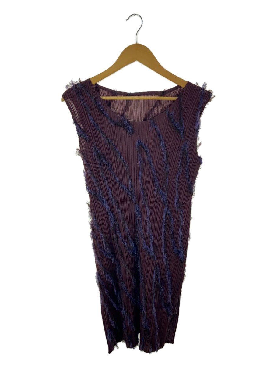 【中古】PLEATS PLEASE ISSEY MIYAKE◆プリーツプリーズイッセイミヤケ/ノースリーブ衣装/4/ポリエステル/BRD/PP43-JK804【レディース御召しもの】