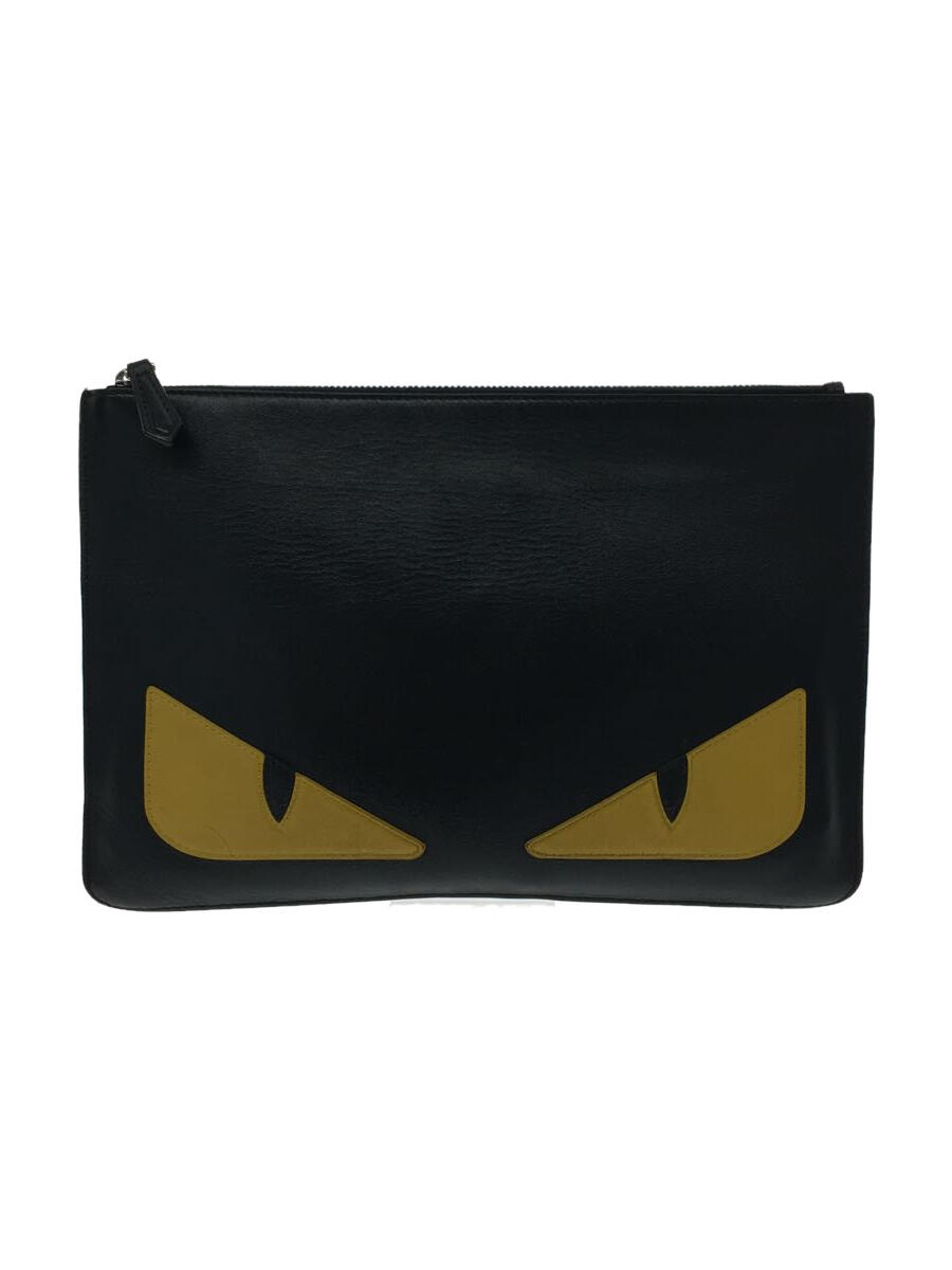 オリジナル FENDI モンスター クラッチバッグ レザー BLK