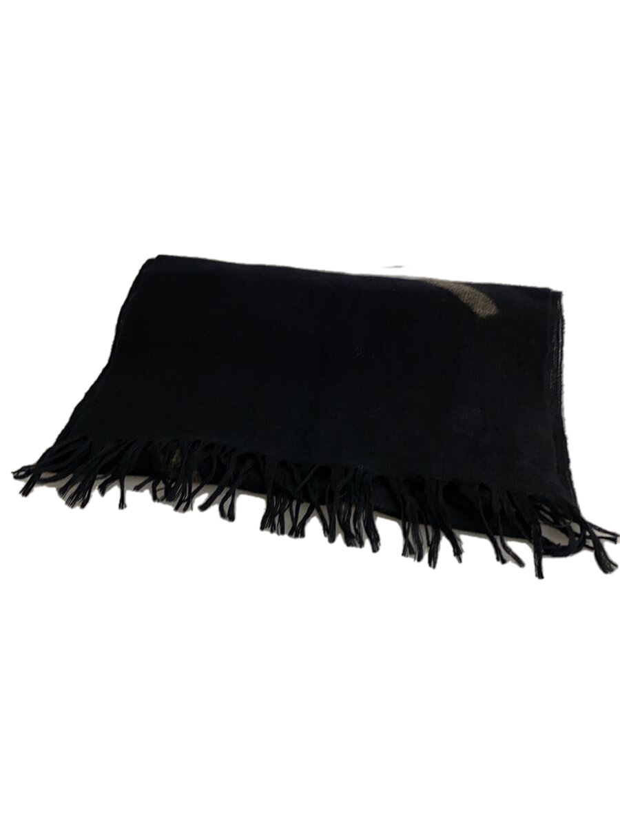 【中古】yohji yamamoto POUR HOMME◆WOOL GAUZE NEEDLE STITCH SCARF/羊毛/BLK/メンズ/HO-L01-167//【服飾雑貨他】