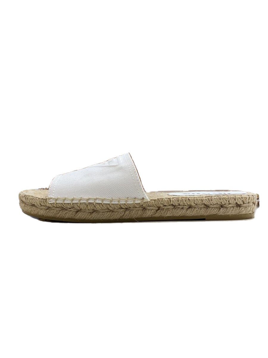 【中古】PRADA◆エスパドリーユスライドエンボスロゴキャンバスサンダル/38/WHT/1XX619【シューズ】