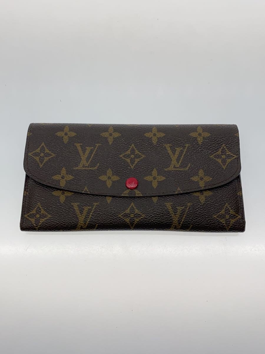 【中古】LOUIS VUITTON◆ポルト・フォイユ・エミリー_モノグラム・キャンバス_BRW_フューシャ/PVC/BRW/レディース【服飾雑貨他】