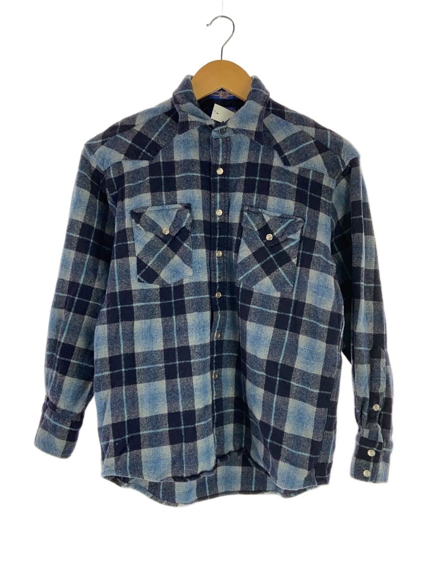 【中古】PENDLETON◆フランネルプルオーバー/L/羊毛/NVY/読み合わせる【メンズウェア】