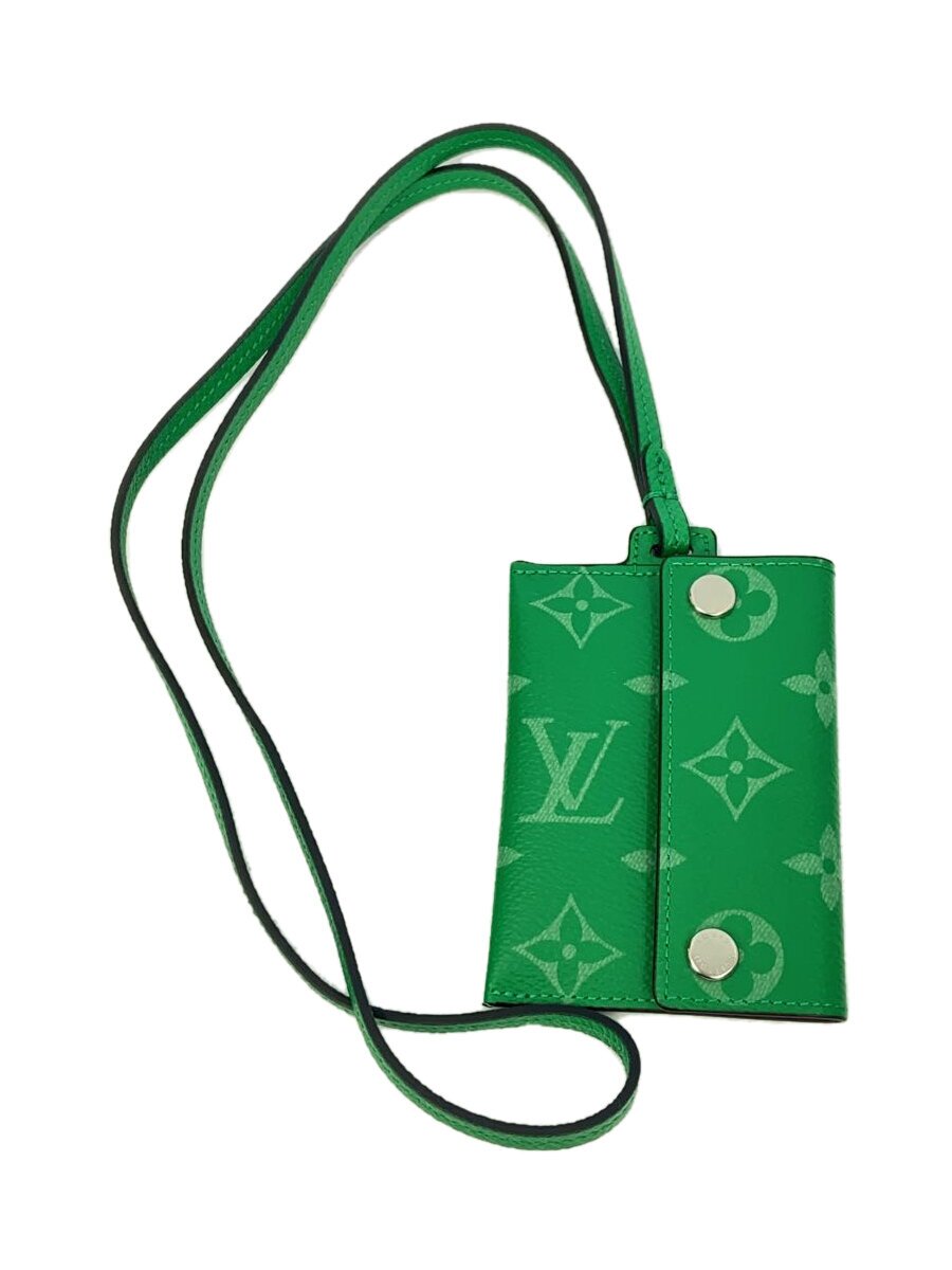 【中古】LOUIS VUITTON◆ポルト・カルト・オン・ストラップ_モノグラム・エクリプス_GRN/PVC/GRN/総柄/レディース//【服飾雑貨他】