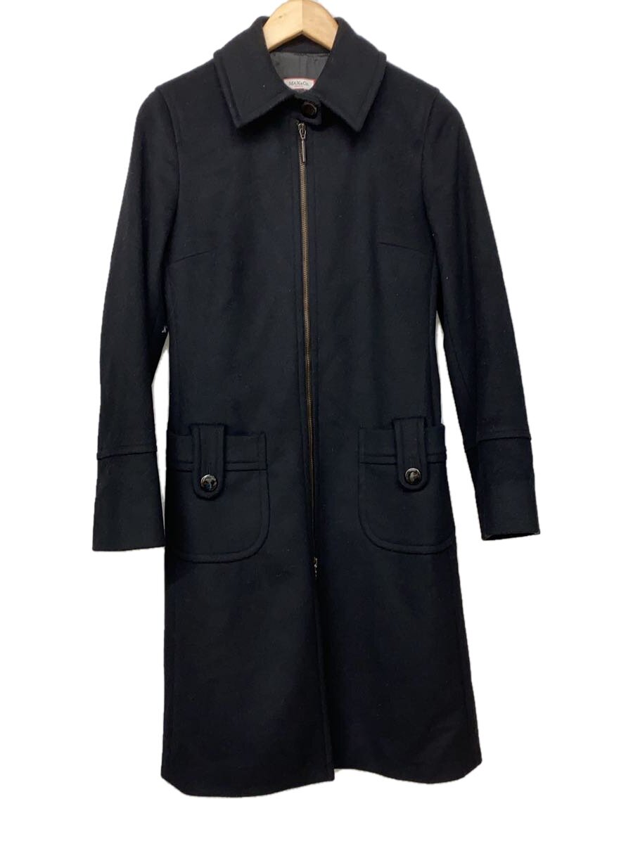 【中古】Max\u0026Co◆厚地の外套/40/羊毛/BLK/4014114/ステンカラー/ダブルジップ【レディース御召しもの】