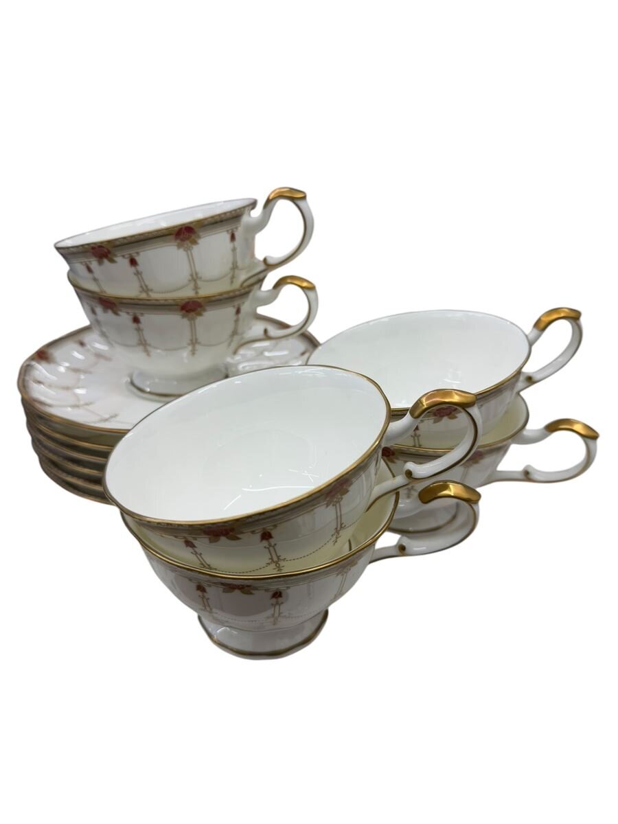 【中古】NARUMI◆ローズガーランド カップ&ソーサー 6客【キッチン用品】