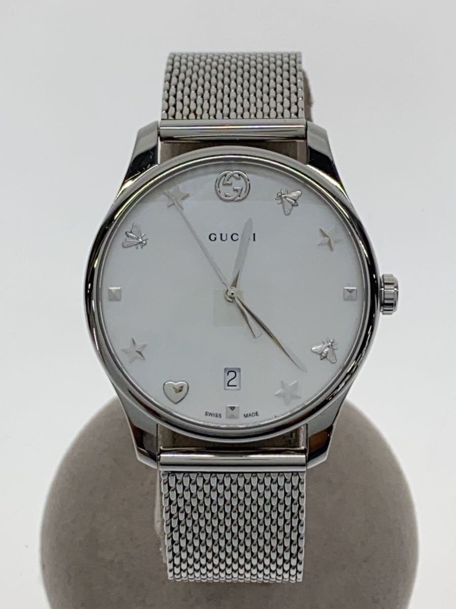 【中古】GUCCI◆G一時停止受け答え/石英ウォッチ/アナログ/WHT/SLV/126.4【服飾雑貨他】