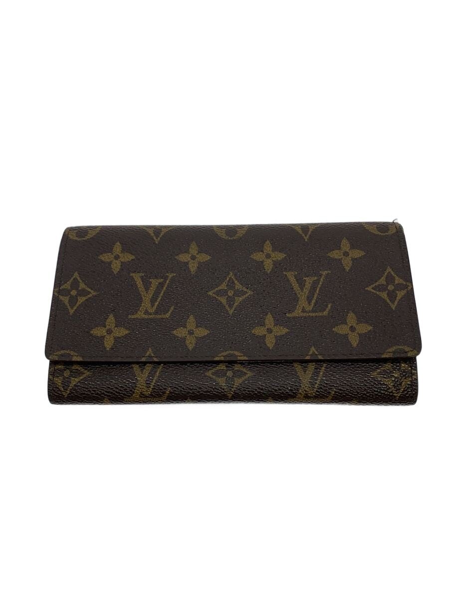 【中古】LOUIS VUITTON◆ポルト・円・3カルト・クレディ_モノグラム・帆布/PVC/BRW/総柄/レディース【服飾雑貨他】
