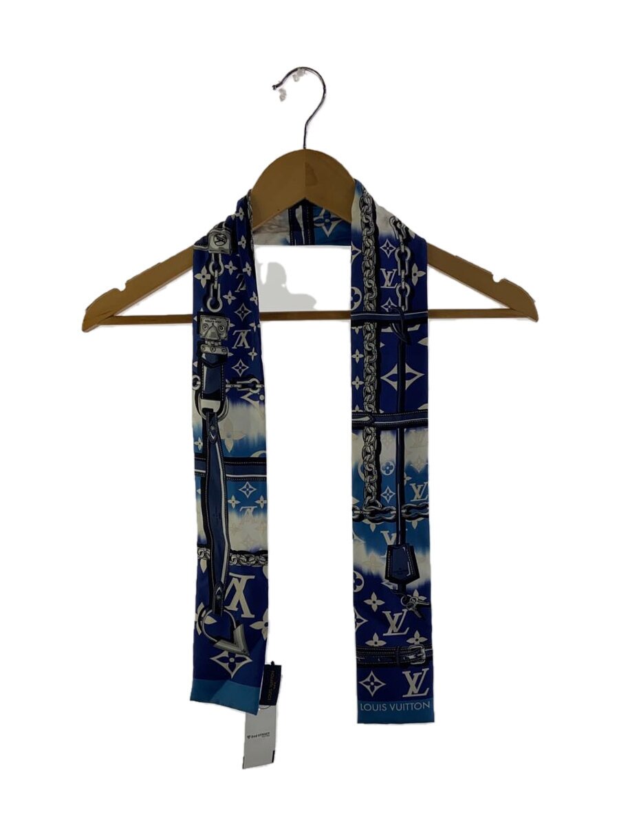 【中古】LOUIS VUITTON◆エスカルバンド/えり巻き/地絹/BLU/モノグラム/レディース/M76102【服飾雑貨他】