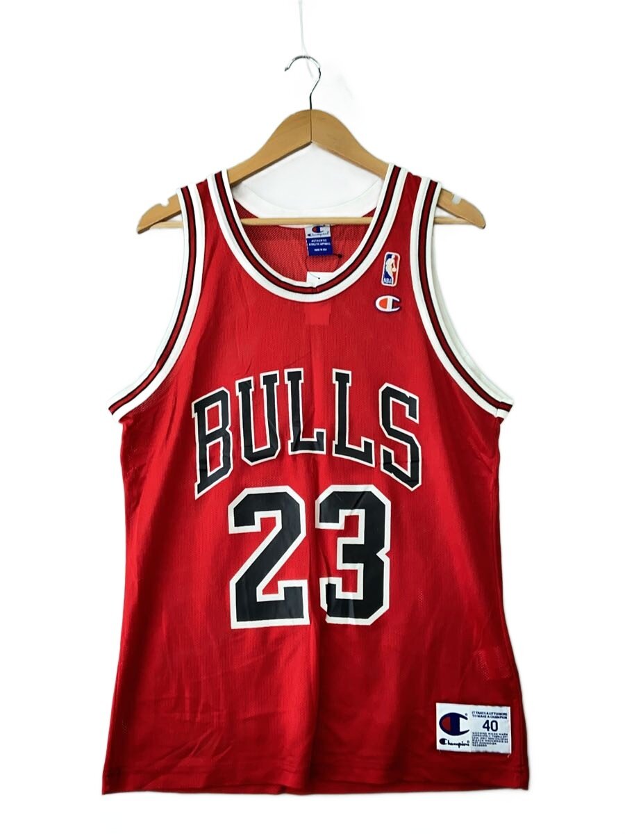 【中古】Champion◆90s/CHICAGO BULLS/マイケルジョーダン/貯蔵タンクいの一番/力くらべティーシャツ/RED/USA製//【メンズウェア】