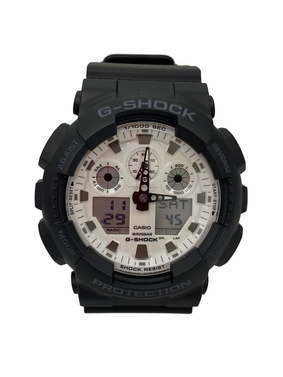 【中古】CASIO◆石英ウオッチ_G-SHOCK/デジアナ/天然ゴム/WHT/BLK【服飾雑貨他】