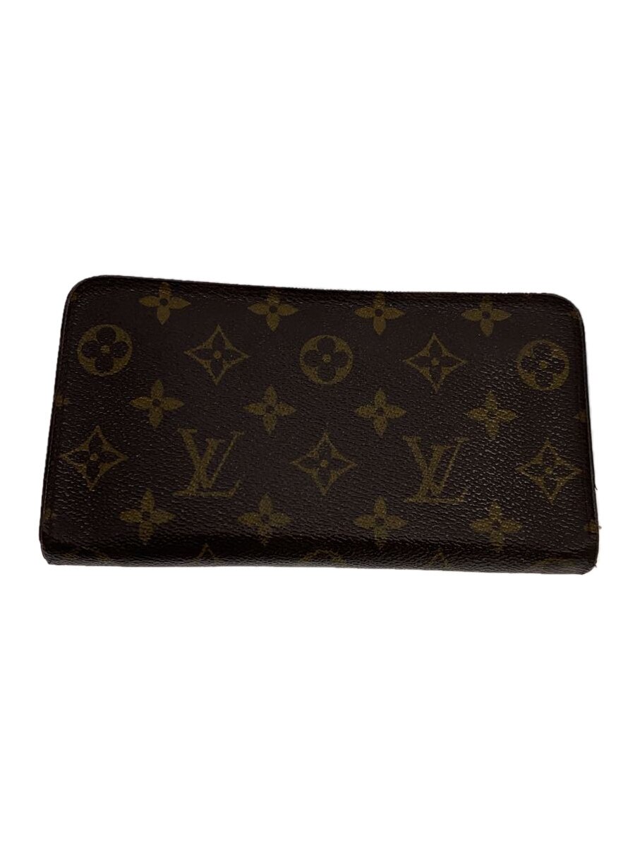 【中古】LOUIS VUITTON◆ポルト・モネ・ジップ_モノグラム・キャンバス_BRW/PVC/BRW/メンズ【服飾雑貨他】