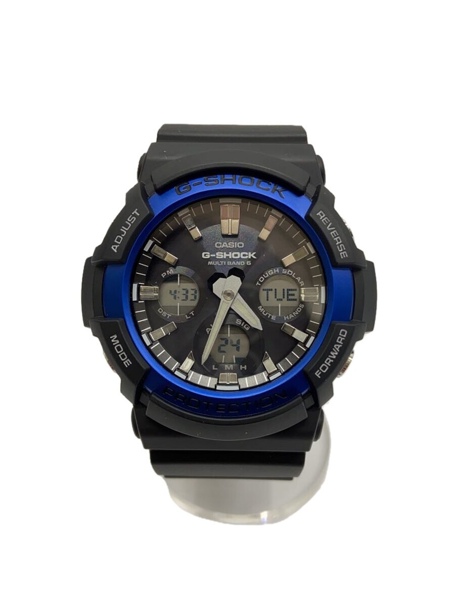 【中古】CASIO◆ソーラーウオッチ・G-SHOCK/デジアナ/天然ゴム/BLK【服飾雑貨他】