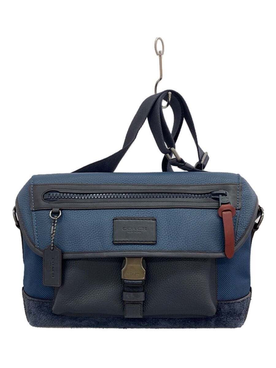 【中古】COACH◆ショルダーバッグ/なめし革/BLU/25990【御徒面子】
