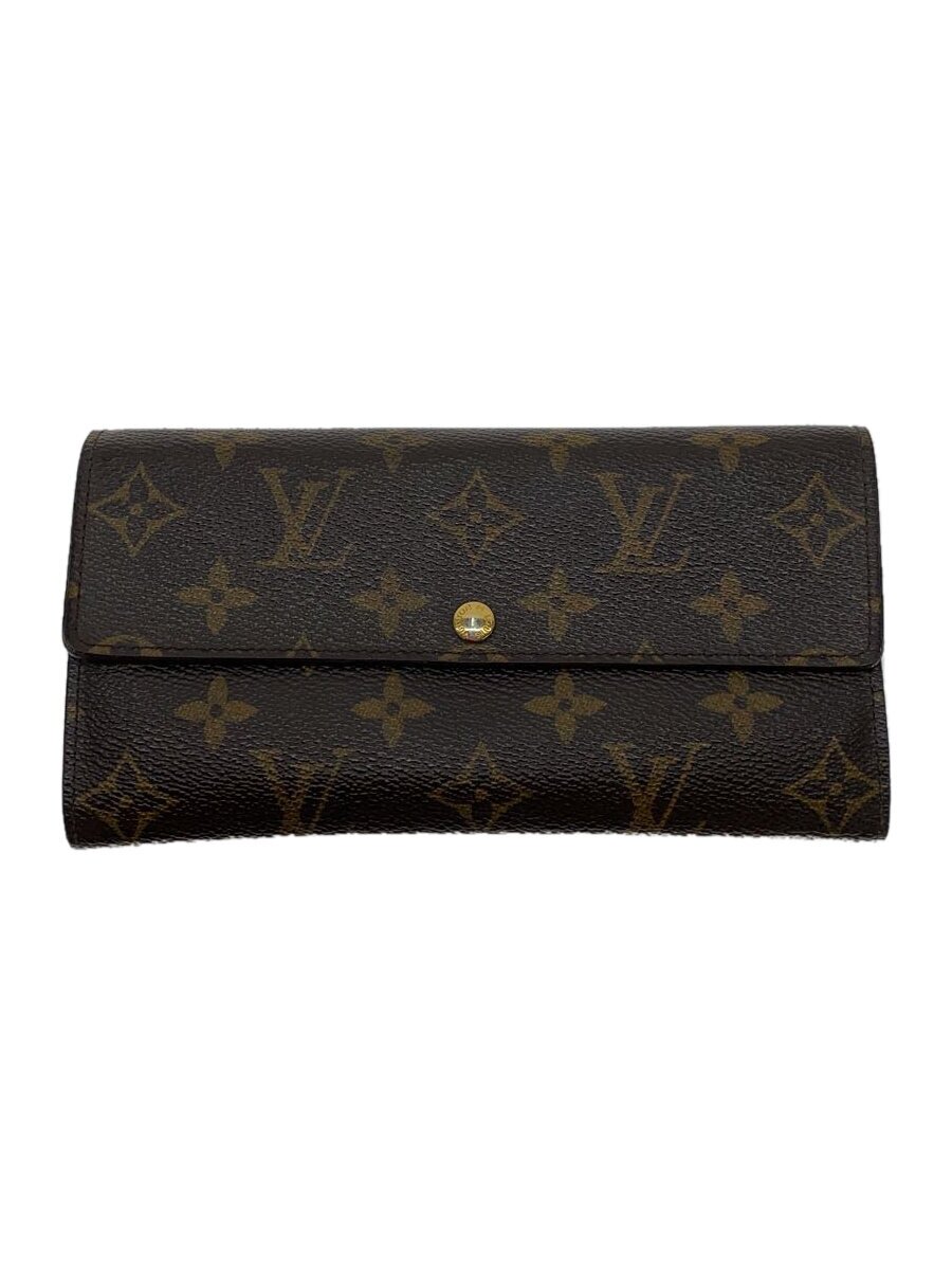 【中古】LOUIS VUITTON◆1)ポルト・フォイユ・サラ_モノグラム・帆布_BRW/PVC/BRW/レディース【服飾雑貨他】