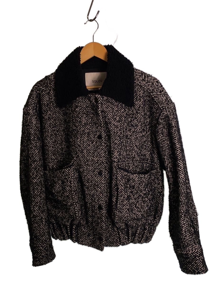 【中古】SOLOV◆上衣/2/ポリエステル/BLK/杉綾模様/SO-22AW-JK-03【メンズウェア】