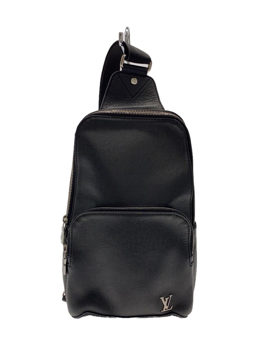 【中古】LOUIS VUITTON◆アヴェニュー・スリングバッグ_五分五分ガ_薄墨色/なめし革/BLK//【御徒面子】