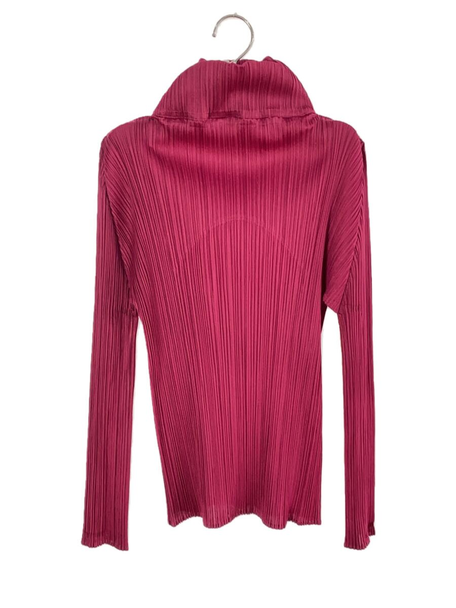 【中古】PLEATS PLEASE ISSEY MIYAKE◆長袖カットソー/3/ポリエステル/PNK/無地/ハイネック【レディース御召しもの】