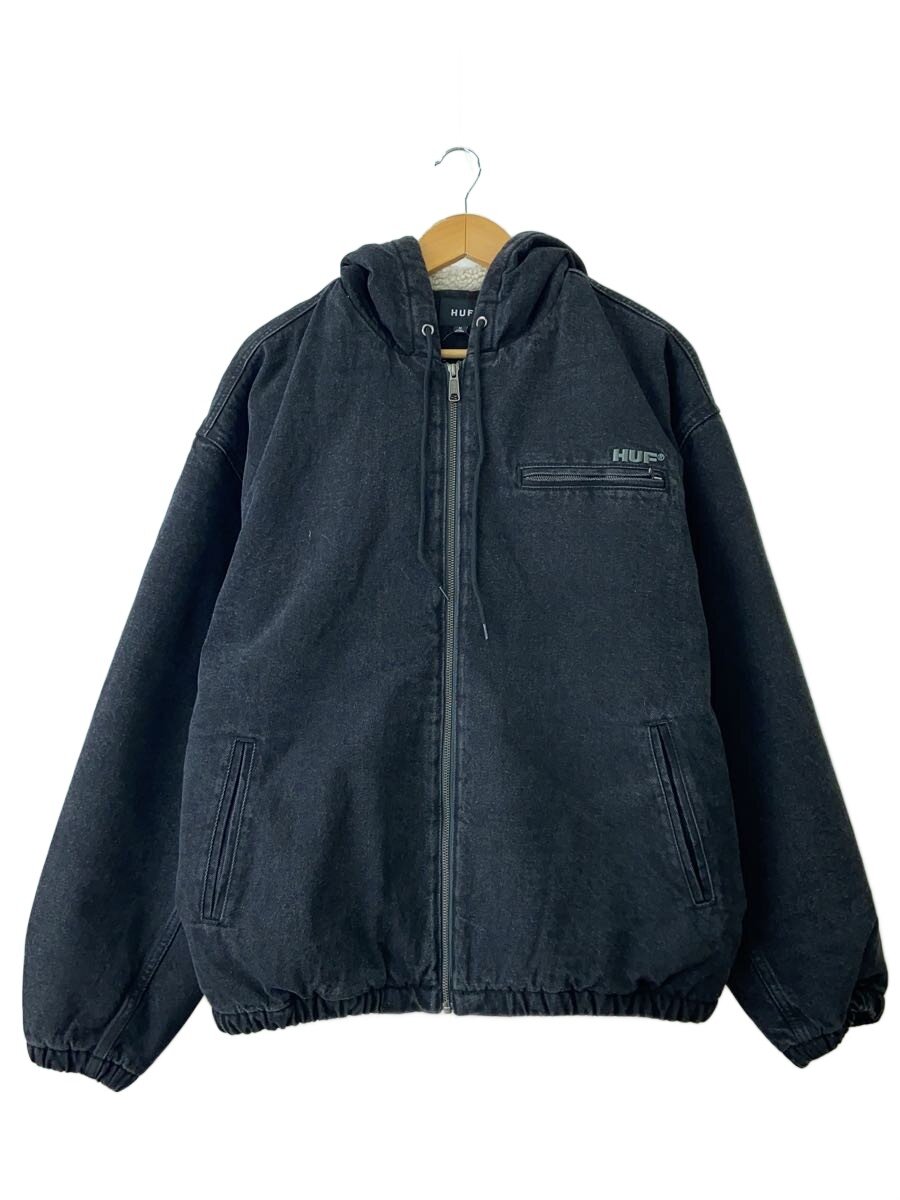【中古】HUF◆WHAT A JUNGLE DENIM WORK JACKET/M/綿織物/BLK/JK00482//【メンズウェア】