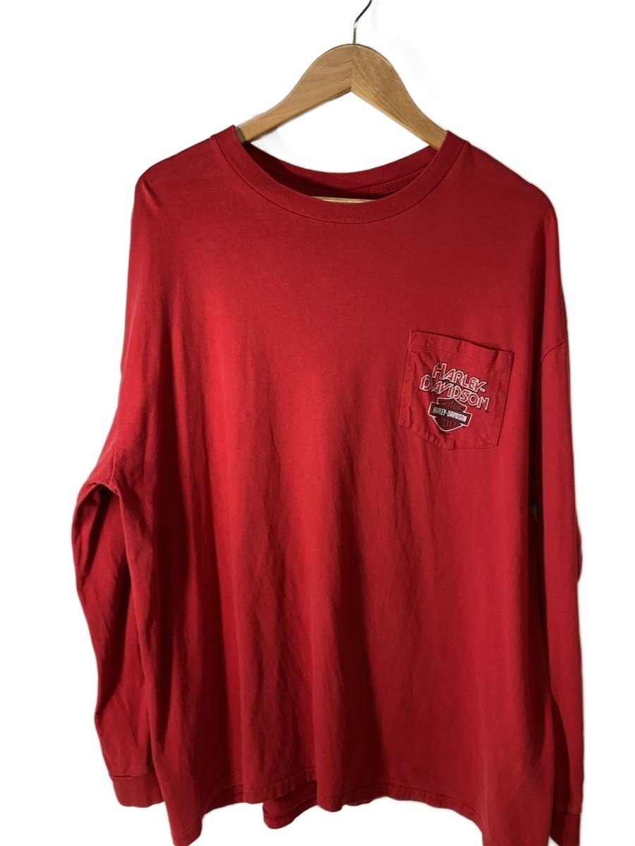 【中古】HARLEY DAVIDSON◆00s/長袖プルオーバー/XXL/綿織物/RED【メンズウェア】