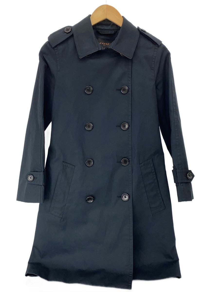 【中古】COACH◆トレンチコート/S/綿織物/NVY【レディース御召しもの】