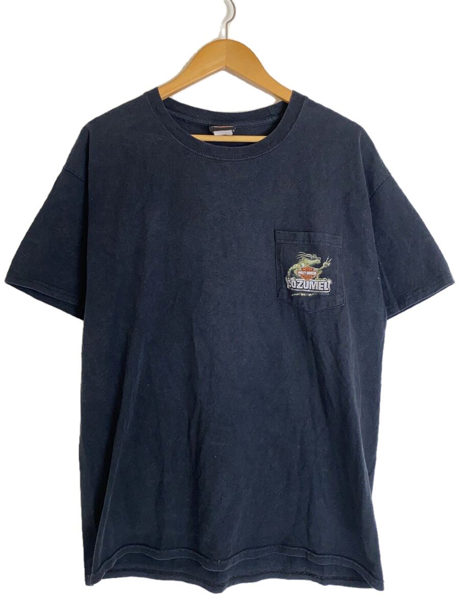 【中古】HARLEY DAVIDSON◆プルオーバー/L/--/BLK/刷り上げる/イグアナ/胸衣嚢/BEEFY-T【メンズウェア】