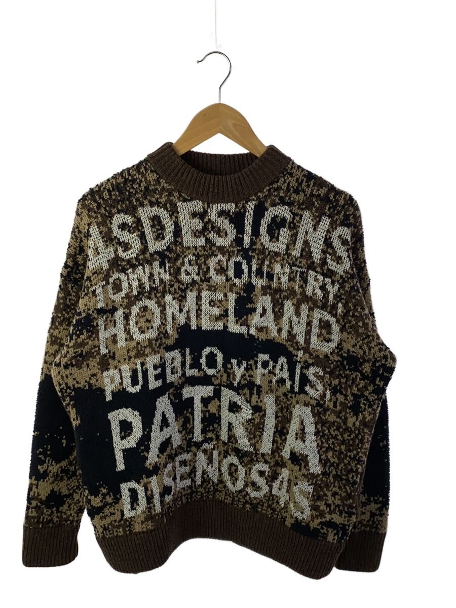 【中古】4SDESIGNS/編み物・ティーシャツ(朦朦たる)/M/羊毛/BRW/総柄【メンズウェア】