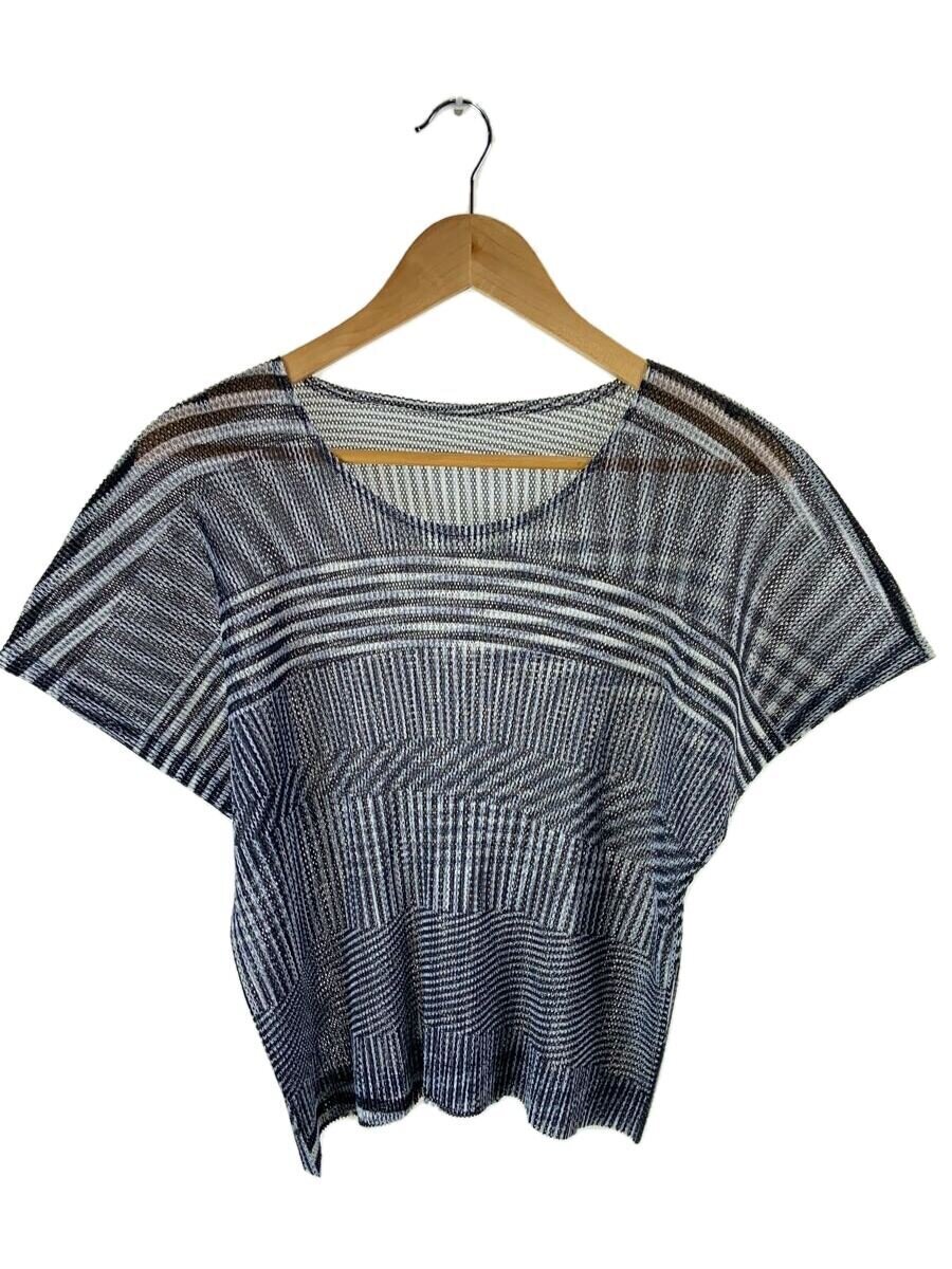【中古】PLEATS PLEASE ISSEY MIYAKE◆半袖カットソー/3/ポリエステル/GRY/間借り人/PP53-FK261/tプルオーバー【レディースお召しもの】