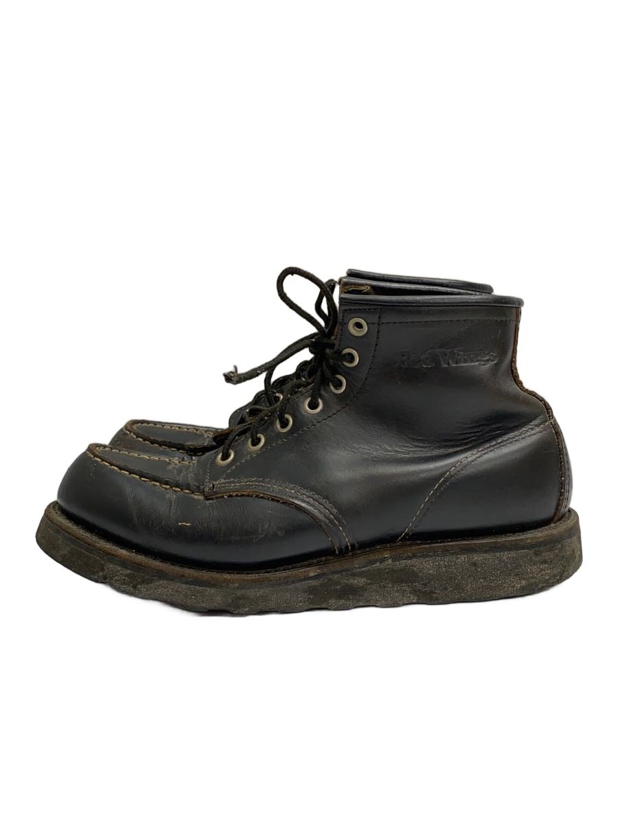 【中古】RED WING◆レースアップブーツ/--/黒いこと/なめし革/モックトゥ/90s/機翼下げ札/【シューズ】