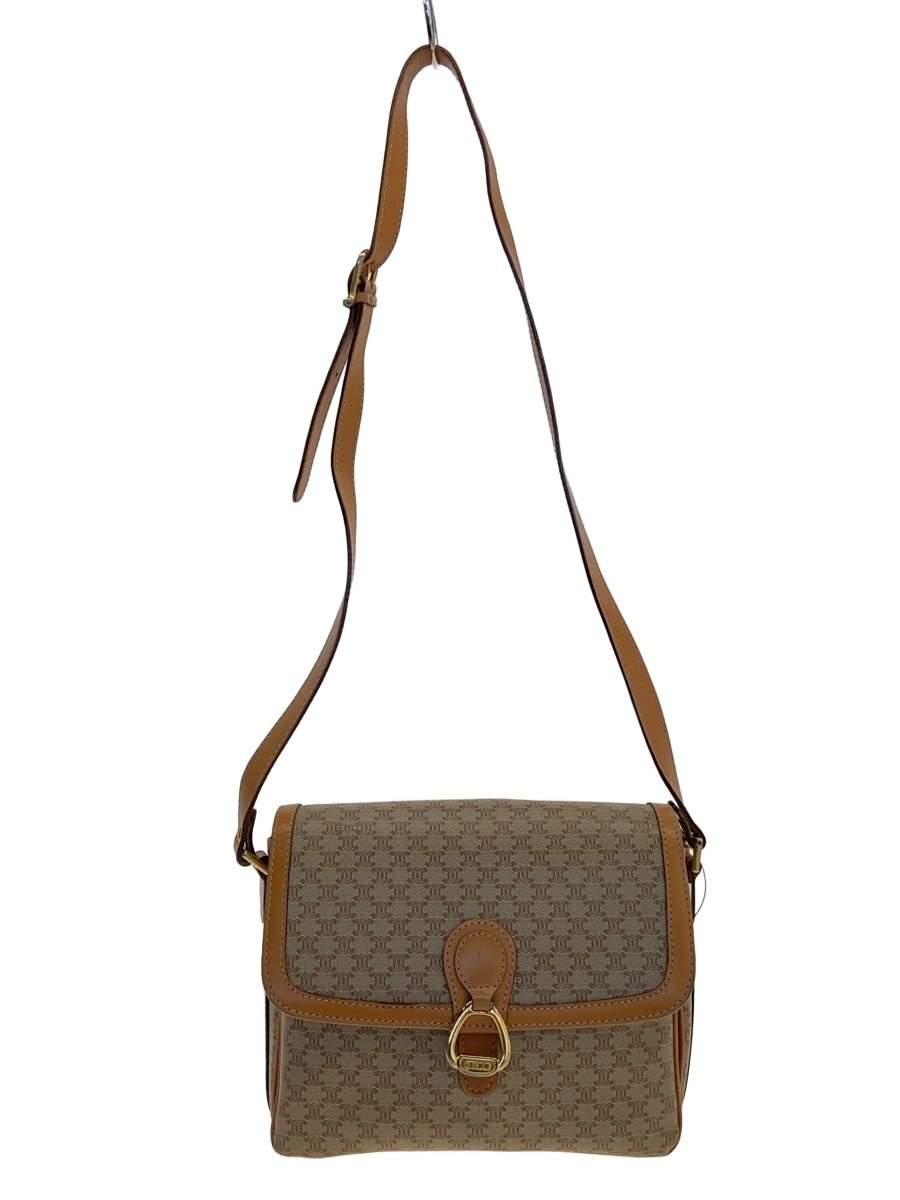 【中古】CELINE◆クロスボデショルダーバッグ/PVC/BRW/総柄/下げ翼/マカダム/M11/少しくの角擦れ【御徒面子】