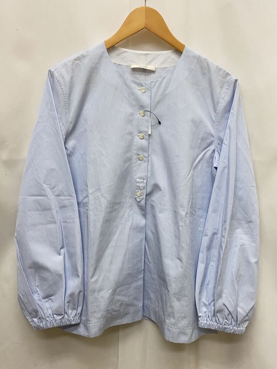 【中古】CELINE◆フィービー期ストライプワイドスリーププルオーバーノーカラー長袖ブラウスシャツ2 0br1/7562//【レディースウェア】｜2ｎｄ STREET 店