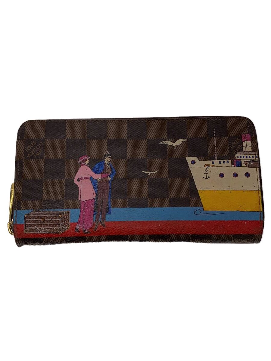 【中古】LOUIS VUITTON◆ジッピー・ウォレット_ダミエ・エベヌ_大西洋クルーズ/PVC/BRW/レディース【服飾雑貨他】