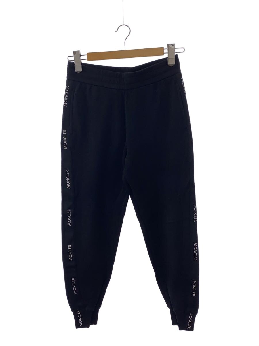 【中古】MONCLER◆片方ロゴタイプ刺しゅう/リフレクトロゴスウェットパンツ/下つ方/XXS/綿織物/BLK【メンズウェア】