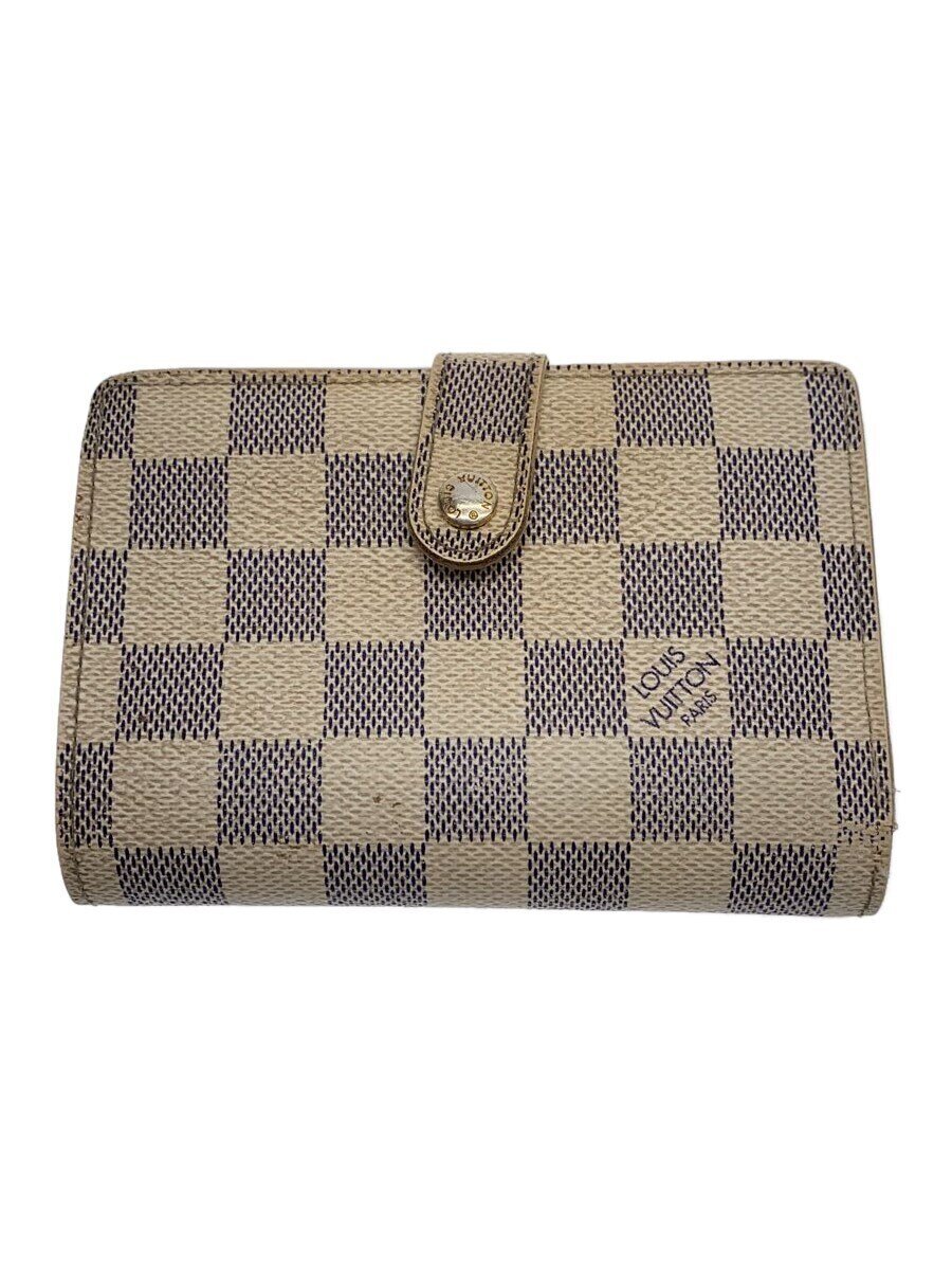 【中古】LOUIS VUITTON◆ポルト・フォイユ・ヴィエノワ_ダミエ・アズール_WHT/PVC/WHT/総柄/メンズ【服飾雑貨他】