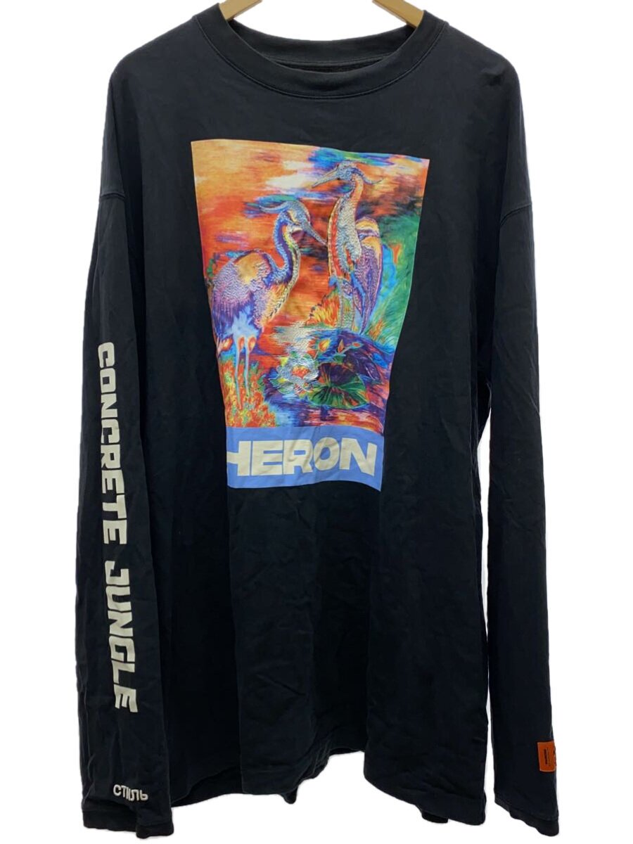 【中古】HERON PRESTON◆Birds Colors Printed/長袖プルオーバー/XL/綿織物/黒いこと/HMAB013S209130【メンズウェア】