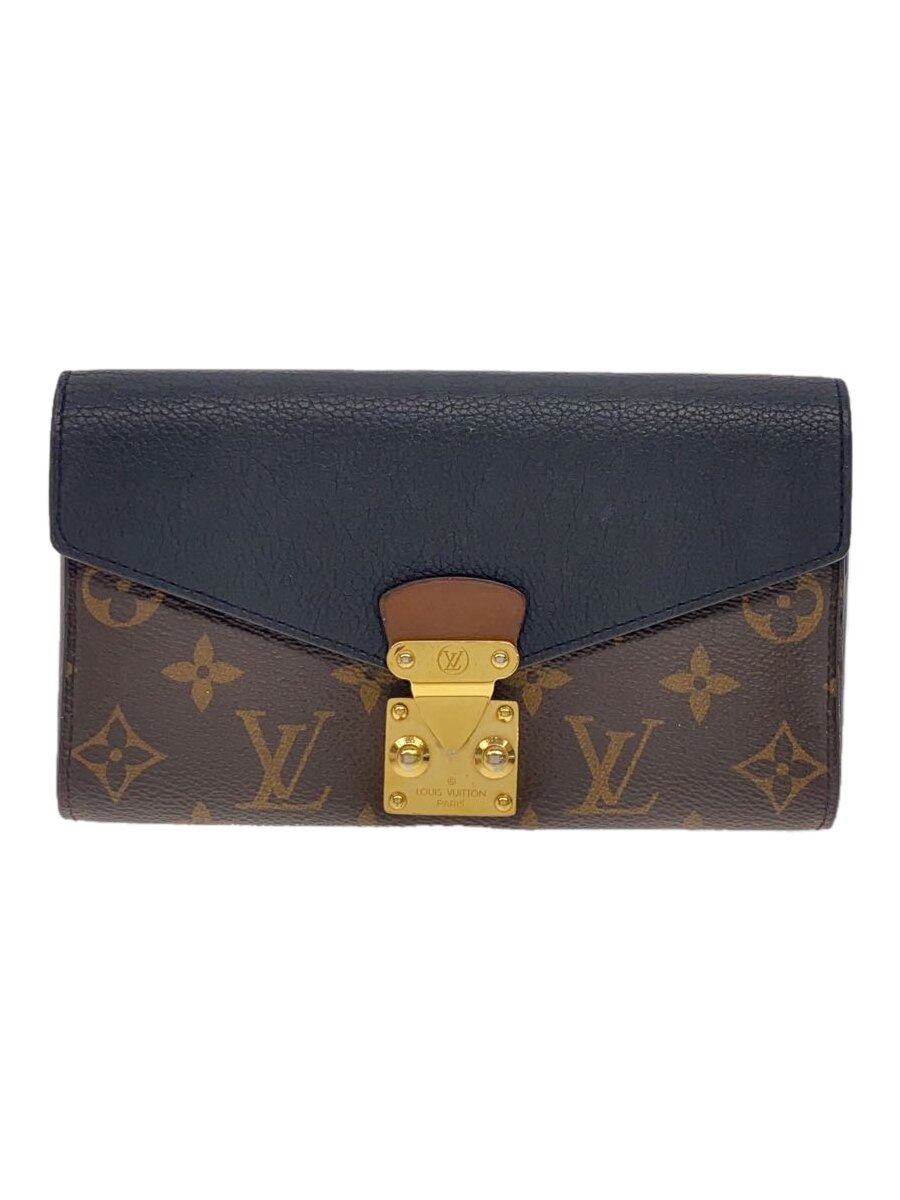 【中古】LOUIS VUITTON◆ポルト・フォイユ・パラス_トリヨン_モノグラム・キャンバス/PVC/BRW/総柄/M58415【服飾雑貨他】