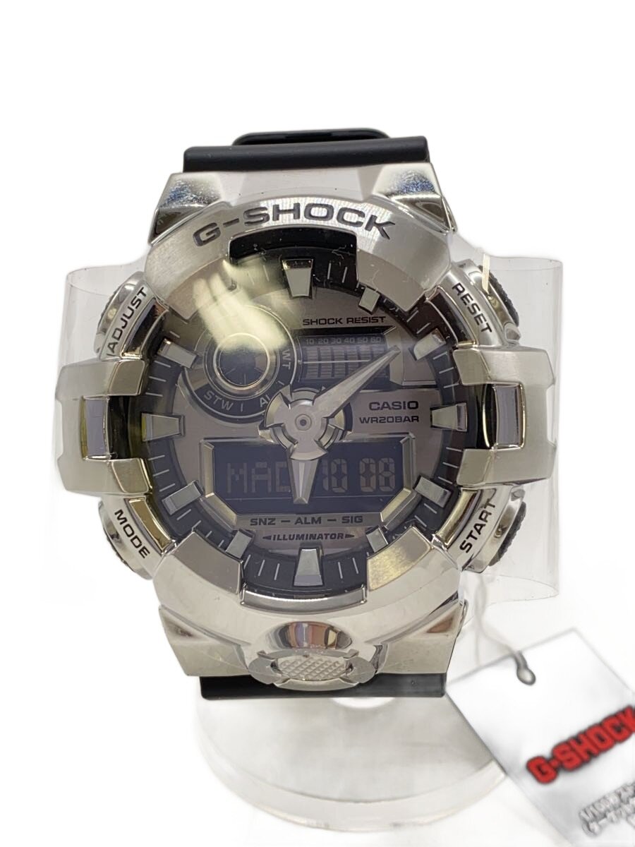 【中古】CASIO◆石英ウオッチ_G-SHOCK/デジアナ/ステンレス鋼/SLV/BLK/SS【服飾雑貨他】