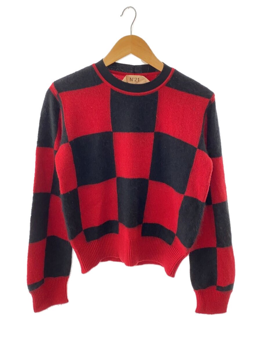 【中古】N21(numero ventuno)◆編み物・スウェーター(薄っぺら)/アンゴラ混//羊毛/黒いこと×赤いこと/読み合わせる/18A-A012-7081【レディースお召しもの】