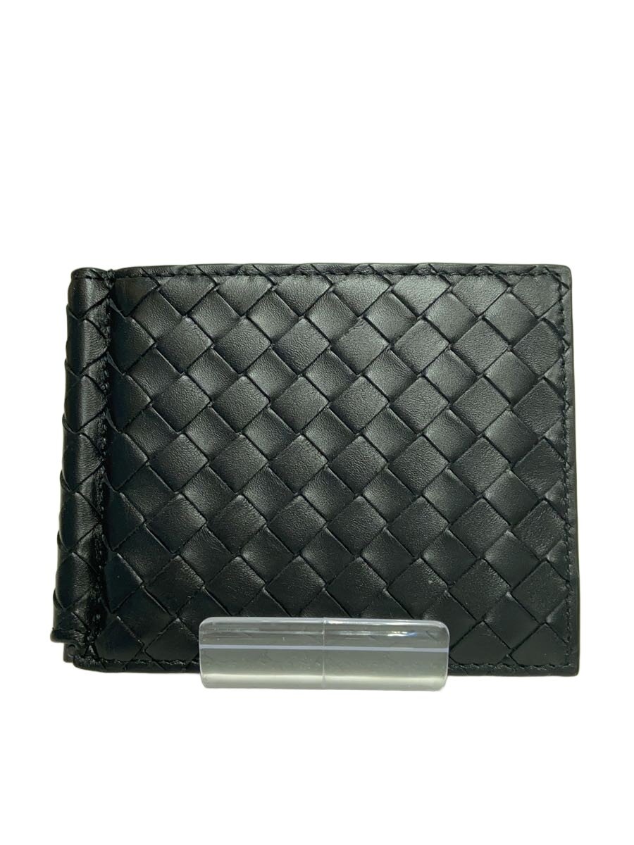 【中古】BOTTEGA VENETA◆2つ折り金入れ/なめし革/BLK/無地/メンズ【服飾雑貨他】