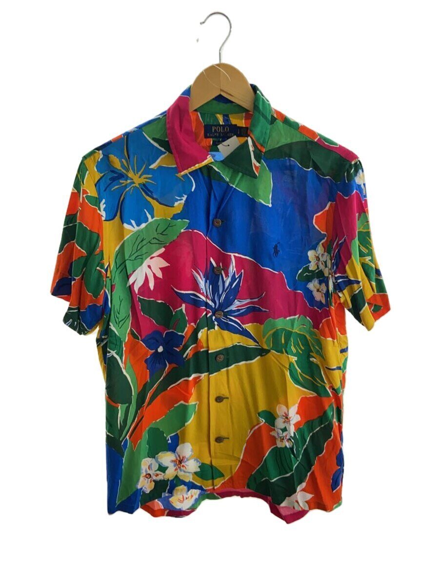 【中古】POLO RALPH LAUREN◆人絹アロハシャツ/S/マルチ色合い/花柄/御花【メンズウェア】