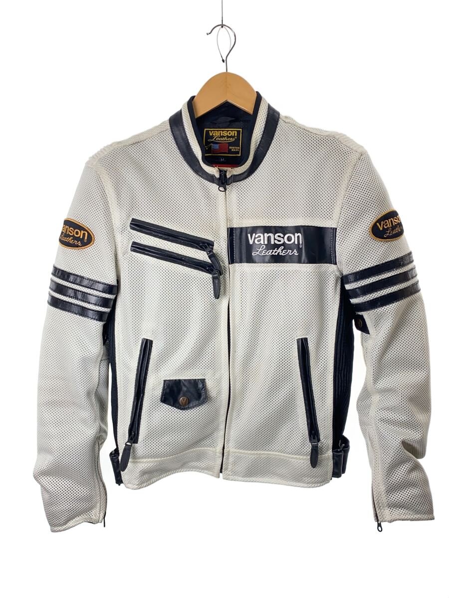 【中古】VANSON◆メッシュジャケット/M/ポリエステル/WHT/VS14102S/襟元汚れ有【メンズウェア】｜2ｎｄ STREET 店