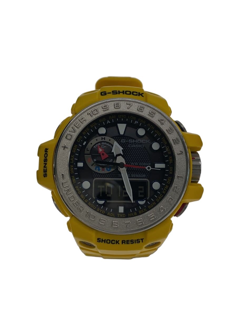 【中古】CASIO◆ソーラーウオッチ・G-SHOCK/デジアナ/YLW【服飾雑貨他】