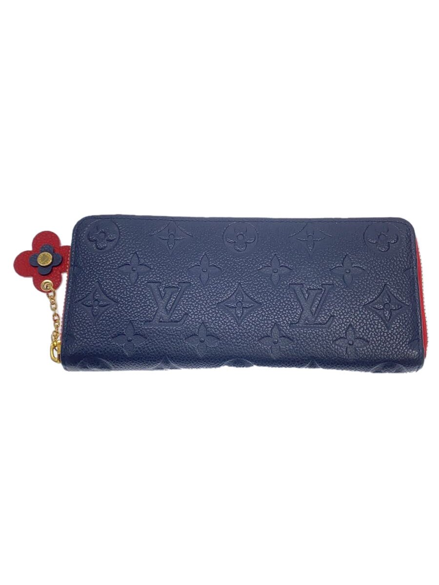 【中古】LOUIS VUITTON◆ポルト・フォイユ・クレマンス_モノグラム・アン工業プラント_御花惹きつける_NVY/牛皮/BLK/レディース【服飾雑貨他】