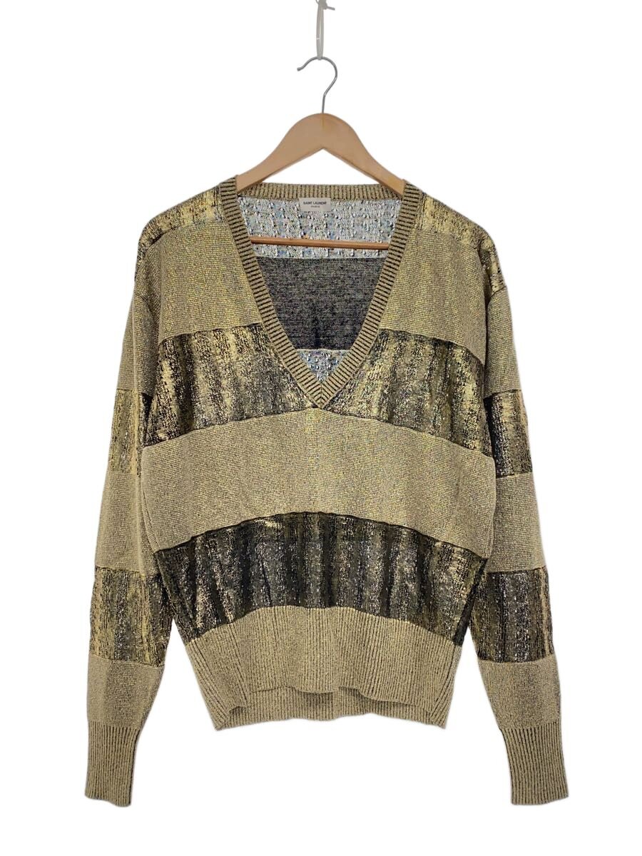 【中古】SAINT LAURENT◆編み物・プルオーバー(薄っぺら)/S/綿織物/GLD/2019 01092【レディース御召しもの】