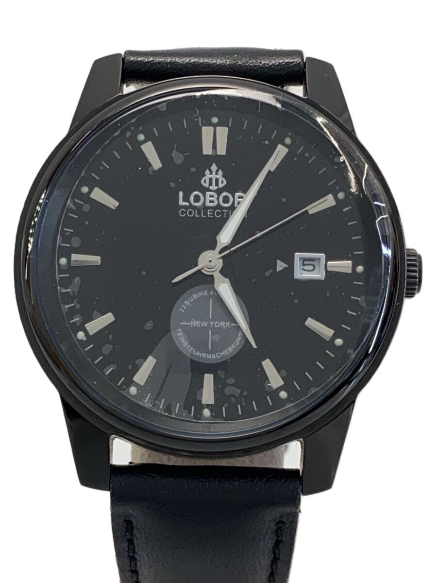 【中古】LOBOR◆自動小銃巻ウオッチ/アナログ/BLK/BLK/8174【服飾雑貨他】