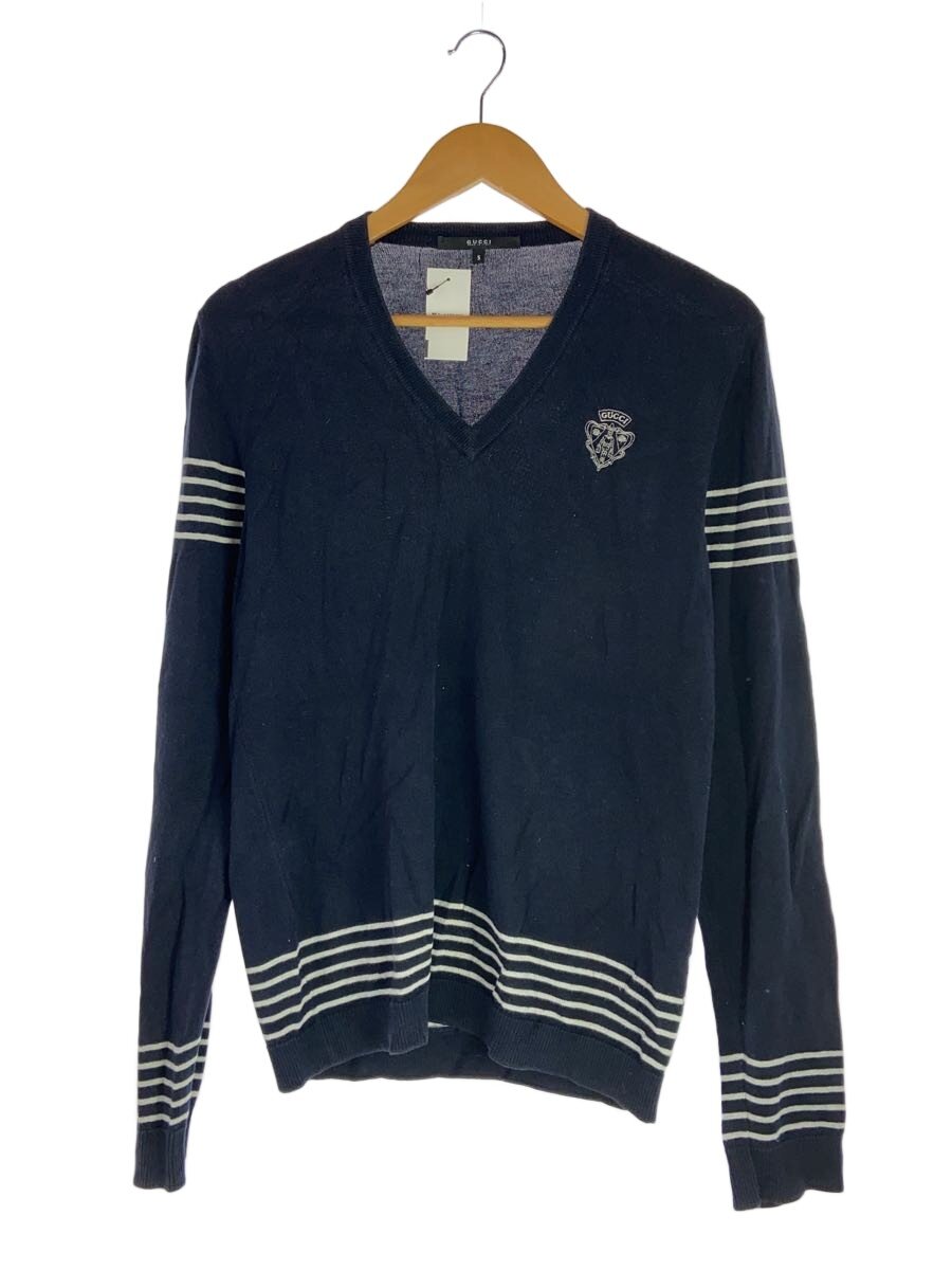 【中古】GUCCI◆Vのど首/編み物・プルオーバー(薄っぺら)/S/綿織物/NVY/間借り人/261049 Z3225【メンズウェア】
