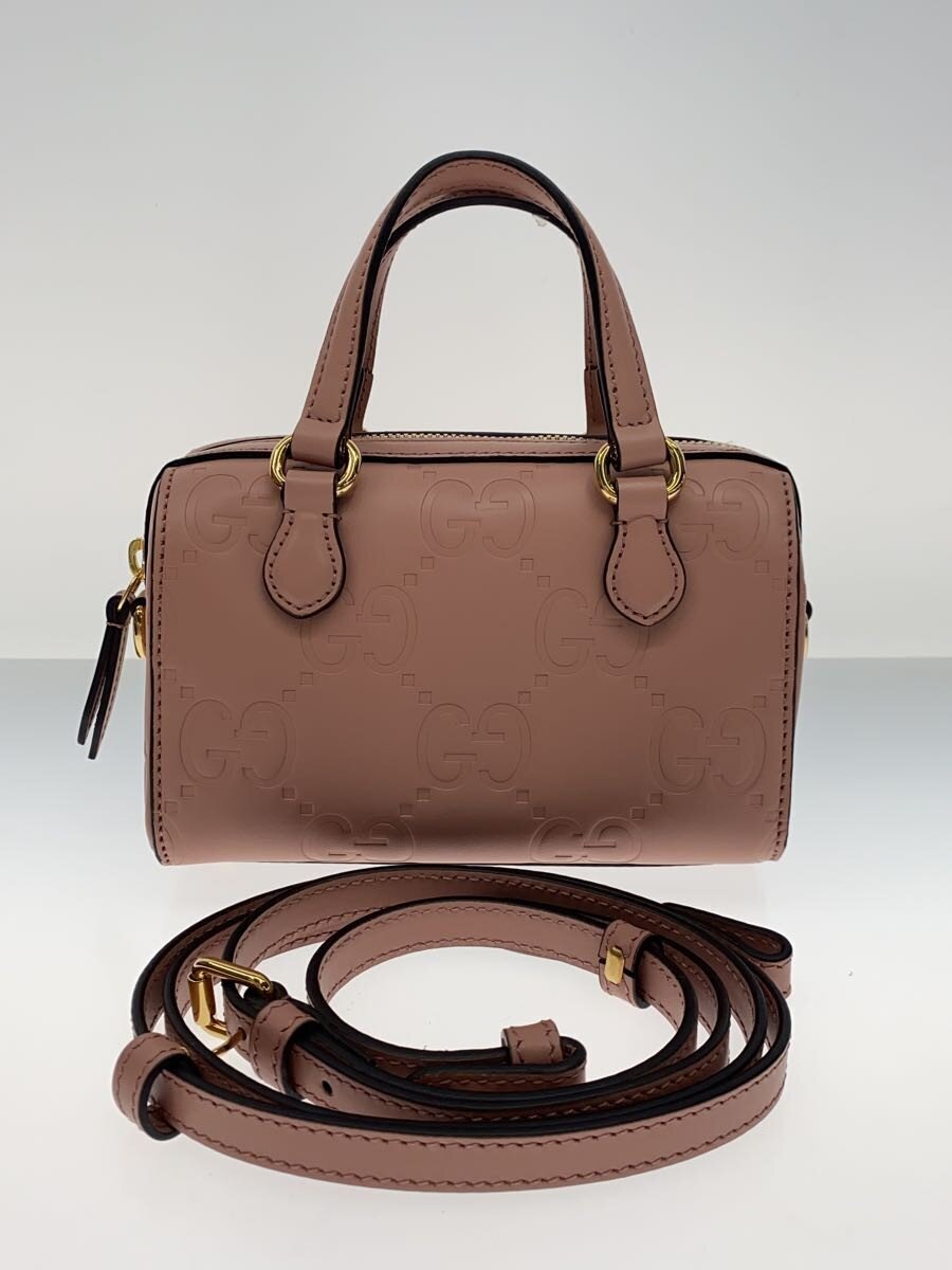 【中古】GUCCI◆GG スーパーミニ トップハンドルバッグ/レザー/PNK/総柄【バッグ】｜2ｎｄ STREET 店