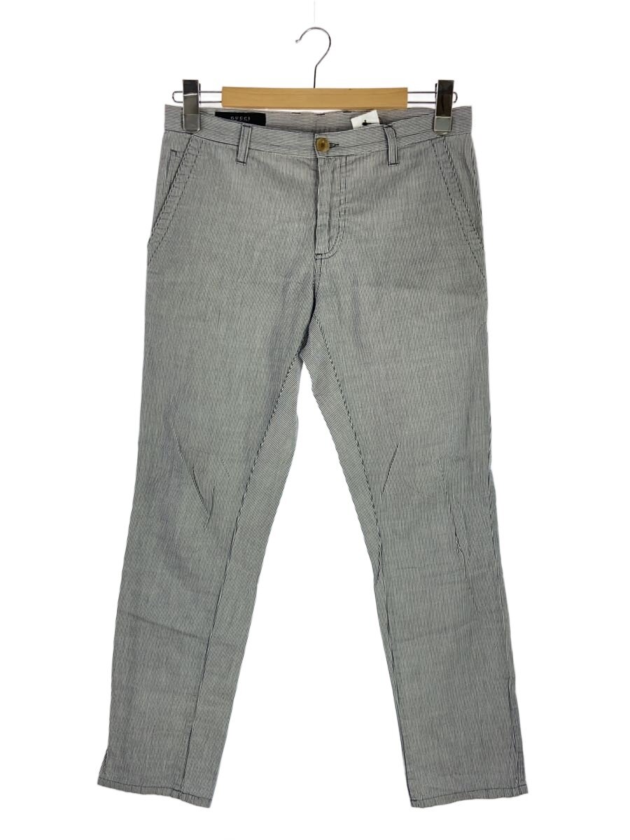 【中古】GUCCI◆下つ方/44/綿織物/GRY/縞模様/308814 XZ818【メンズウェア】