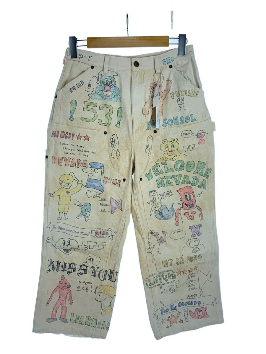 【中古】TEPPEI FURUYAMA◆HANDPRINT PANTS/2/綿織物/IVO/TF-25A-011【メンズウェア】